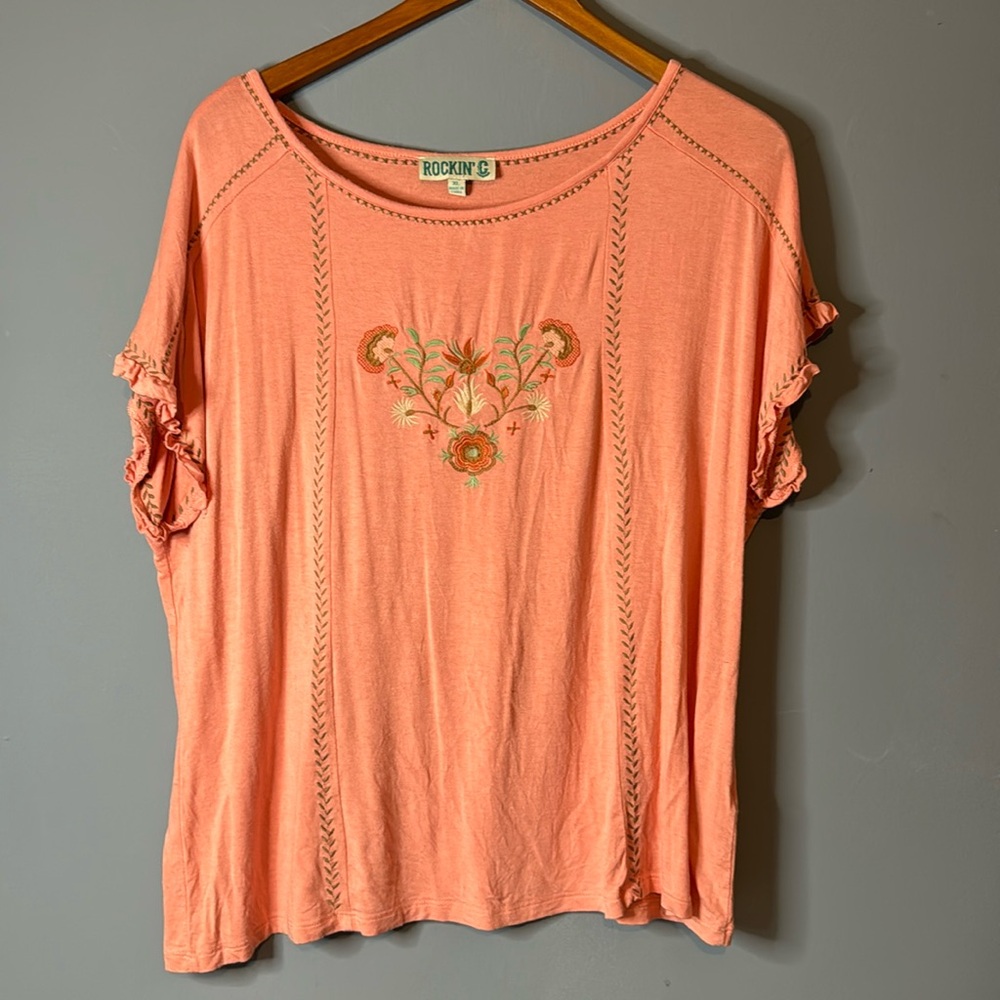 Pink stitched blouse from Rockin’ C Size XL